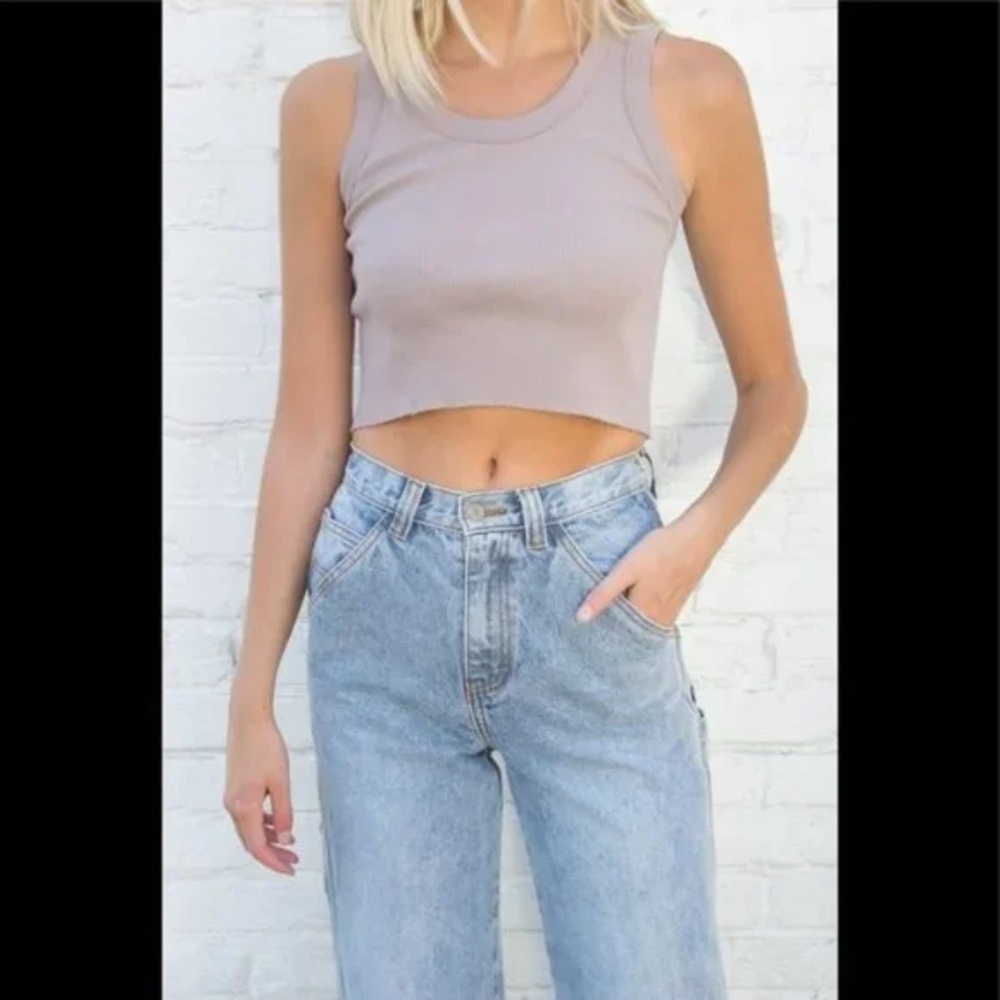 Brandy Melville Taupe Connor Ribbed Crop Tank